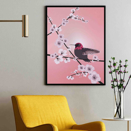 Hummingbird and Cherry Blossoms